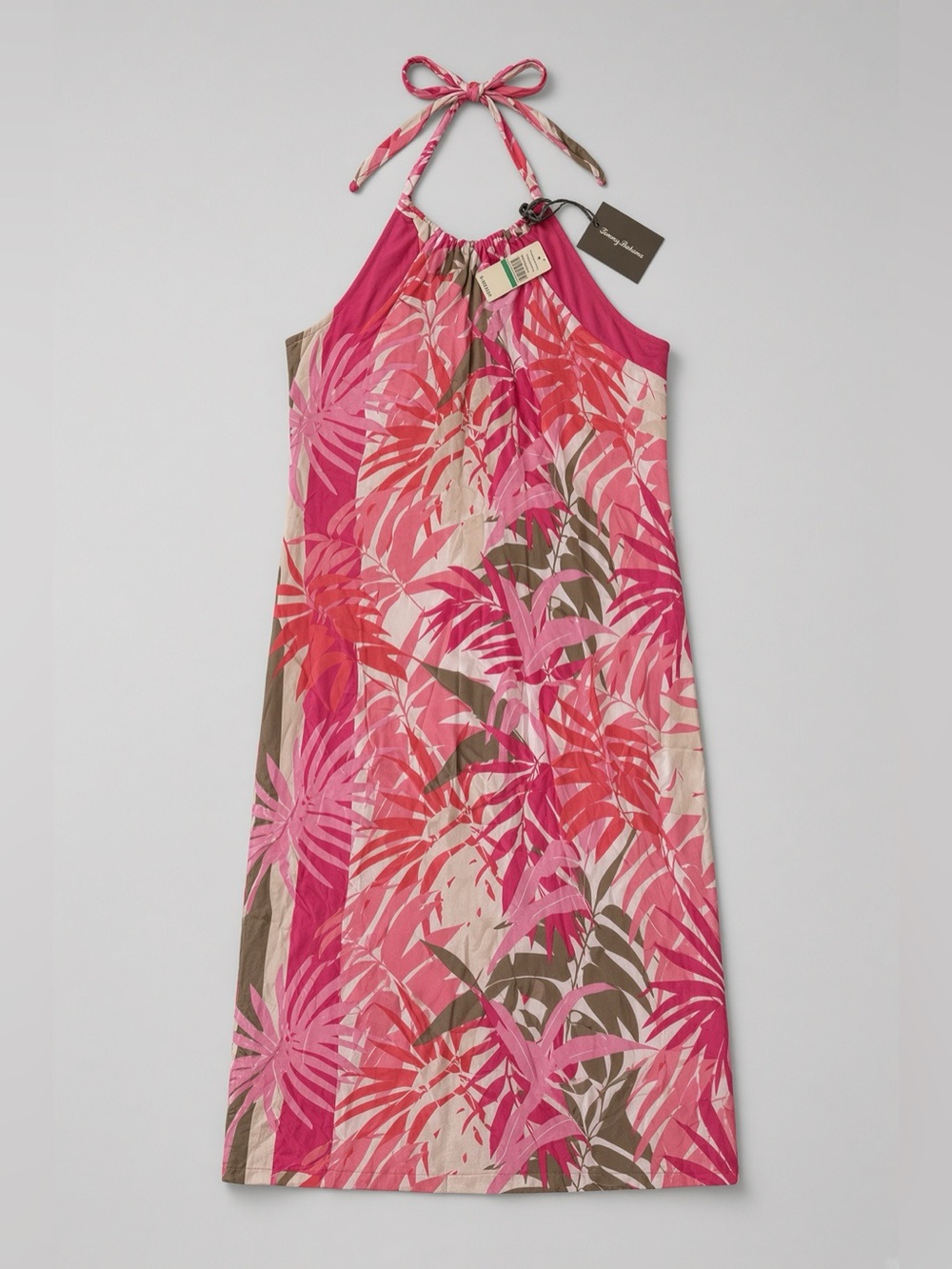 NWT Tommy Bahama Pink Palm Halter Dress Size Large